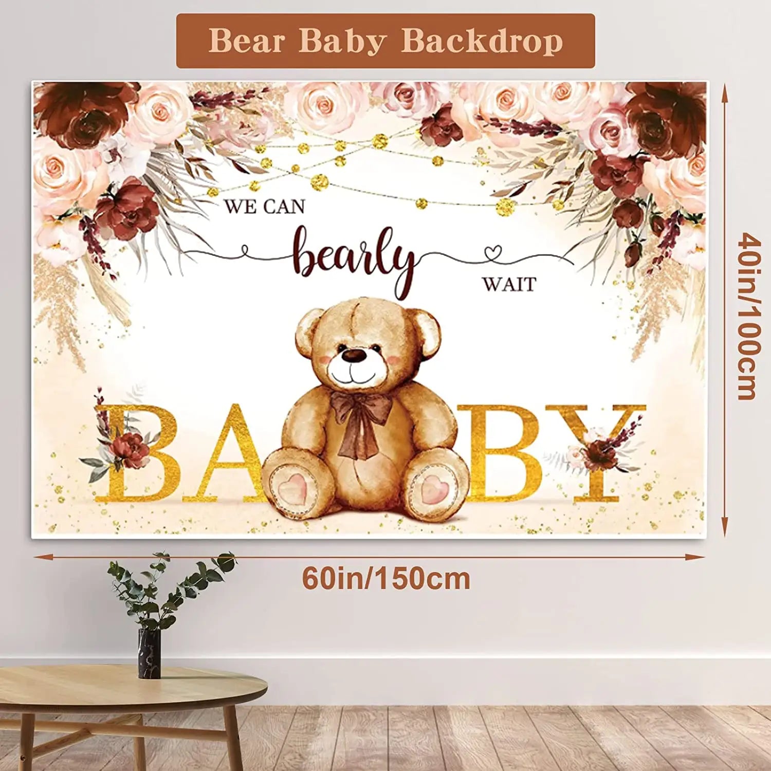 Teddy Bear Balloon Arch Kit for Baby Birthday Party | Neutral Cream, Coffee & Beige Balloons with Bear Backdrop | Luxury Bear-Themed Birthday Decoration Set (148 PCS)