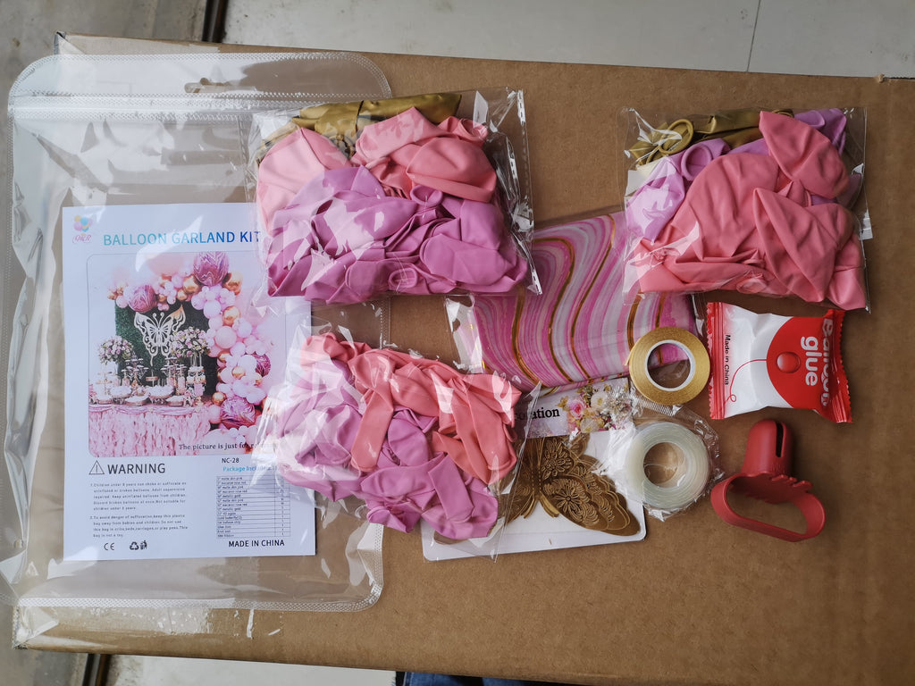 Pink & Gold Butterfly Balloon Arch Birthday Decoration Kit – Macaron Rose & Skin Pink Balloons with Gold Accents, Complete Party Decor Set for Girls Birthday, Baby Shower & Princess Theme Parties