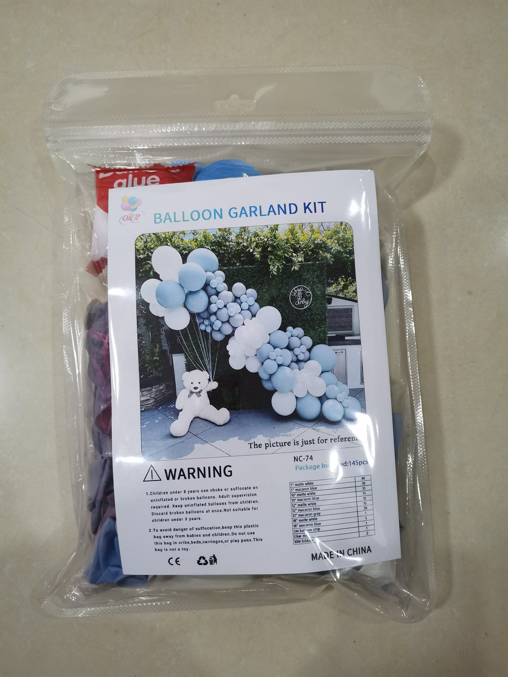 Blue White Balloon Arch Kit - 145pc Boy Baby Shower Birthday