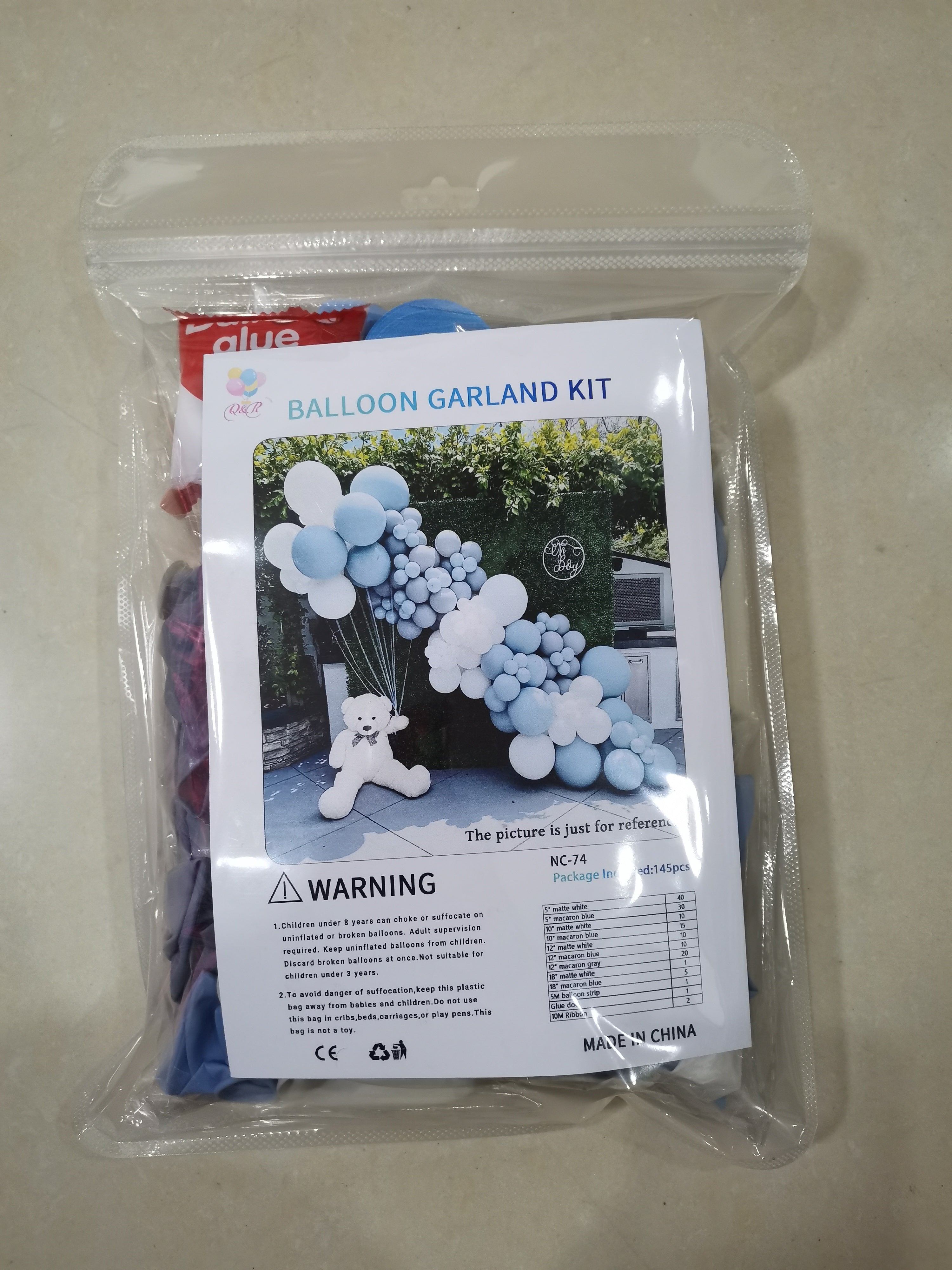 Blue White Balloon Arch Kit - 145pc Boy Baby Shower Birthday