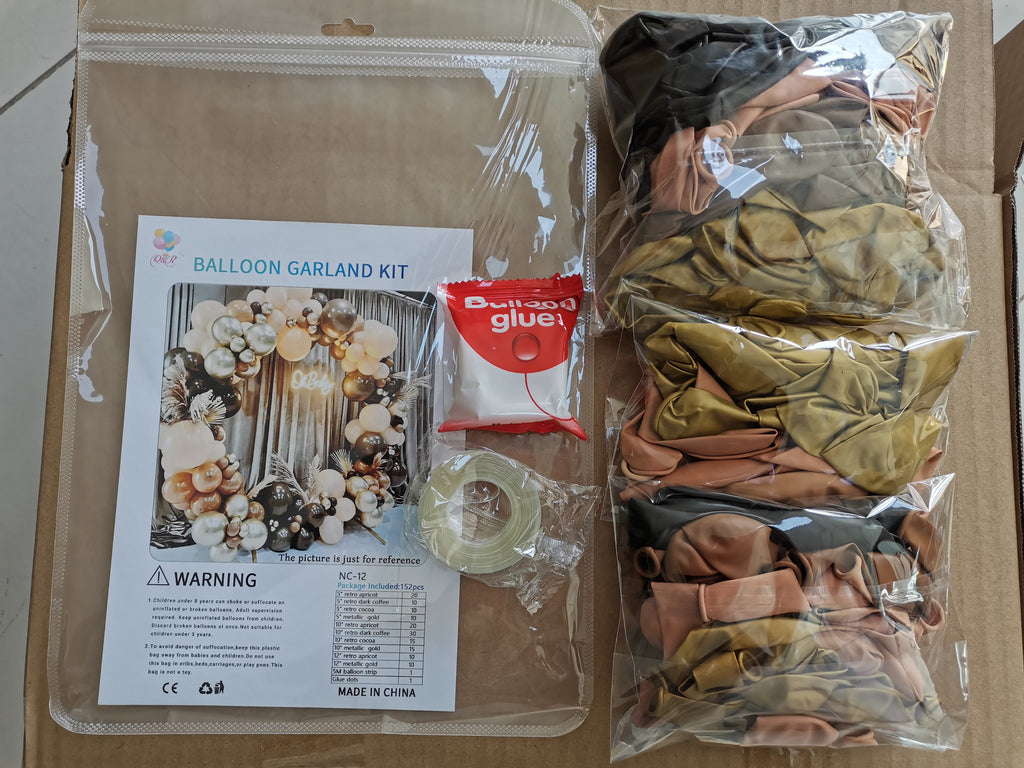 Neutral Gold Retro Balloon Arch Kit – Apricot, Cocoa & Metallic Gold Balloons for Birthday, Baby Shower & Elegant Party Decor (152 Pieces)