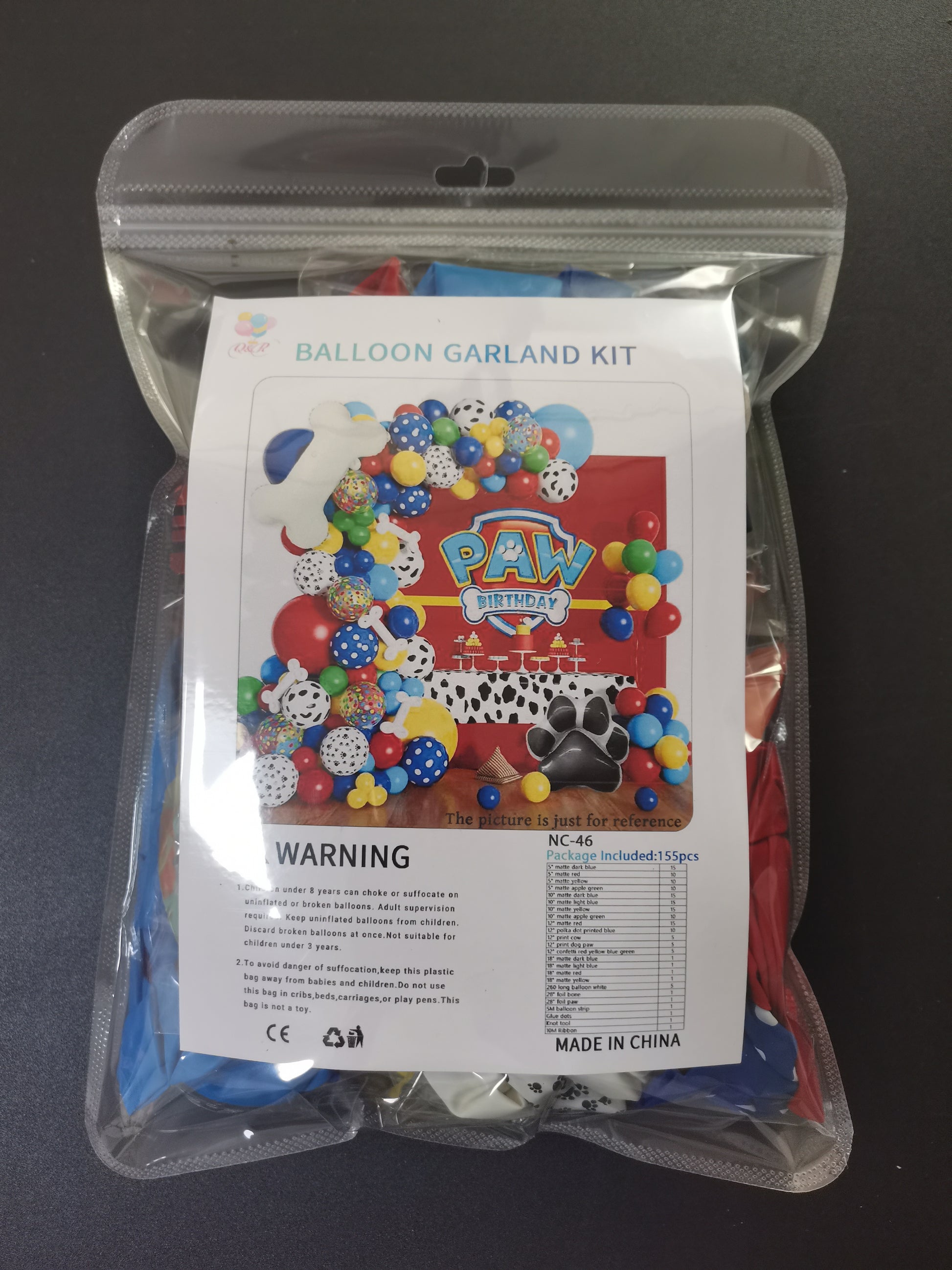 Ultimate Dog Patrol Birthday Balloon Garland Kit - Vibrant Matte Primary Colors with Cow & Paw Print Balloons, 28" Foil Bone & Paw Shapes - Complete Party Decor Set 155pcs