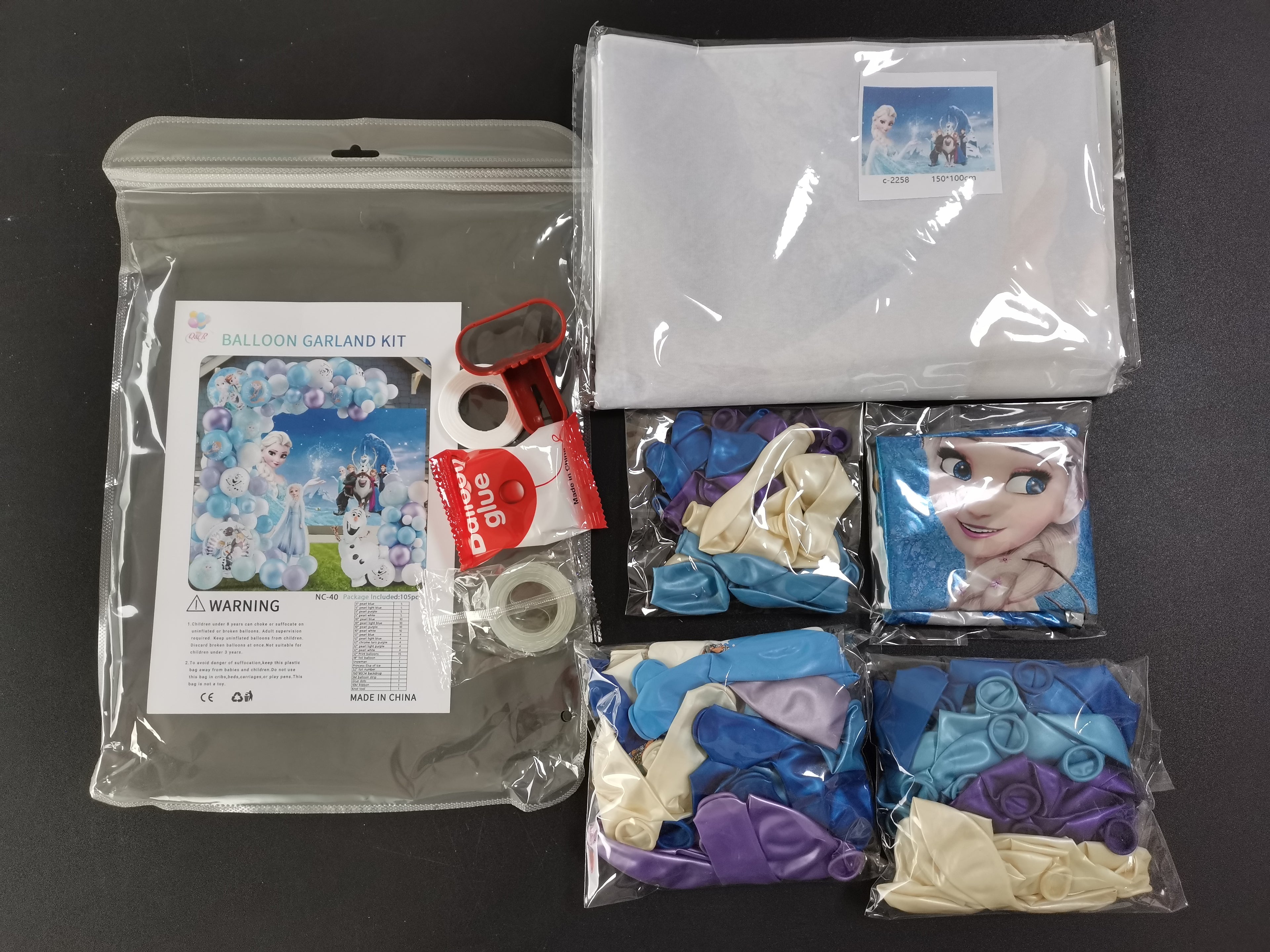 Frozen Princess Balloon Arch Kit with Backdrop