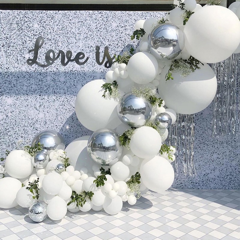 White & Silver Balloon Arch Kit (125pcs)