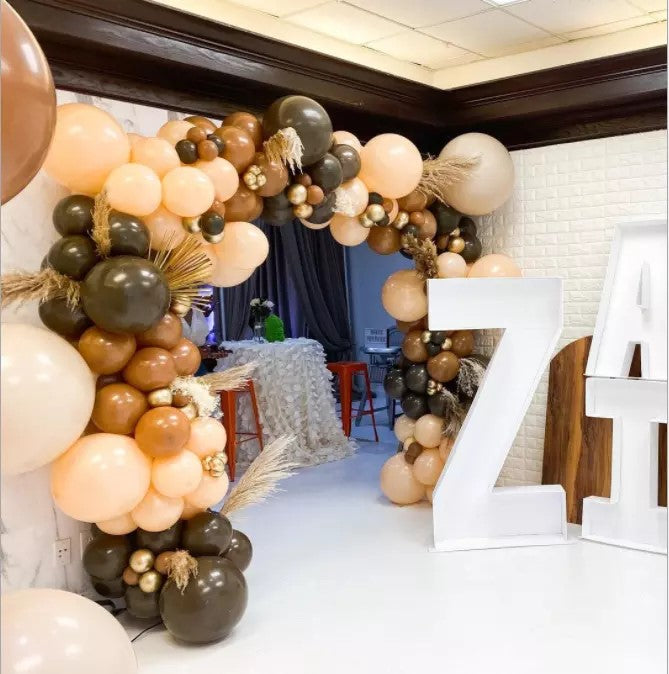 Neutral Gold Retro Balloon Arch Kit – Apricot, Cocoa & Metallic Gold Balloons for Birthday, Baby Shower & Elegant Party Decor (152 Pieces)