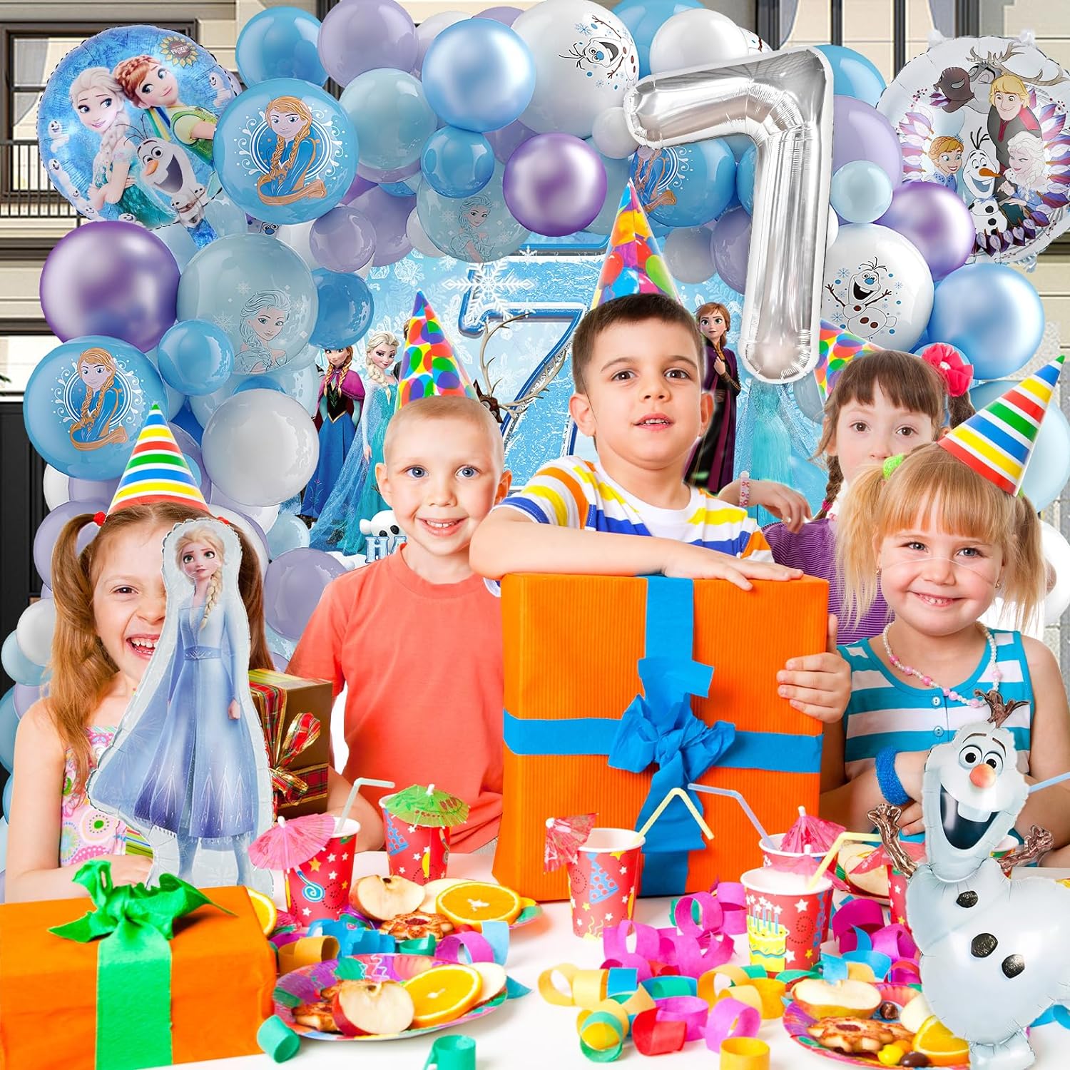 Frozen Princess Balloon Arch Kit with Backdrop