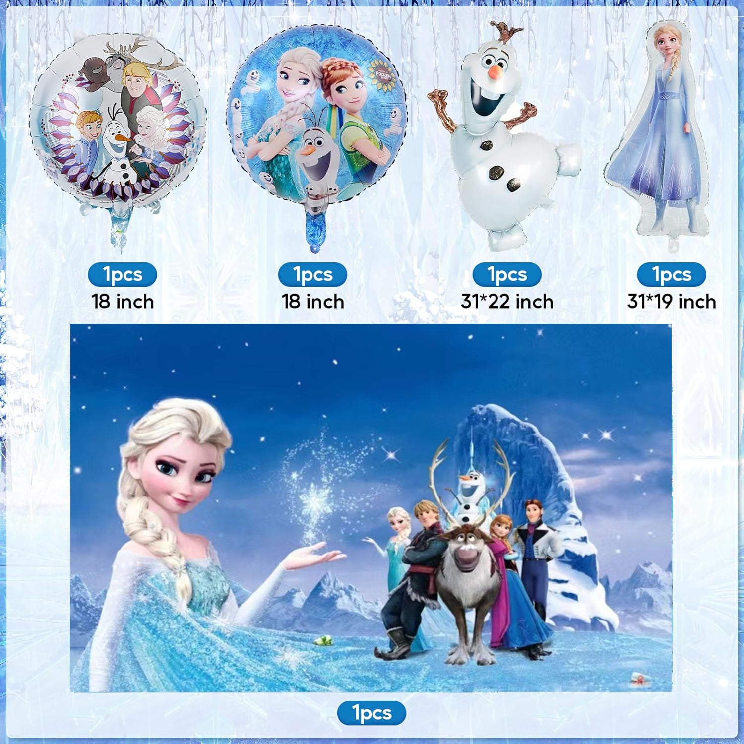 Frozen Princess Balloon Arch Kit with Backdrop