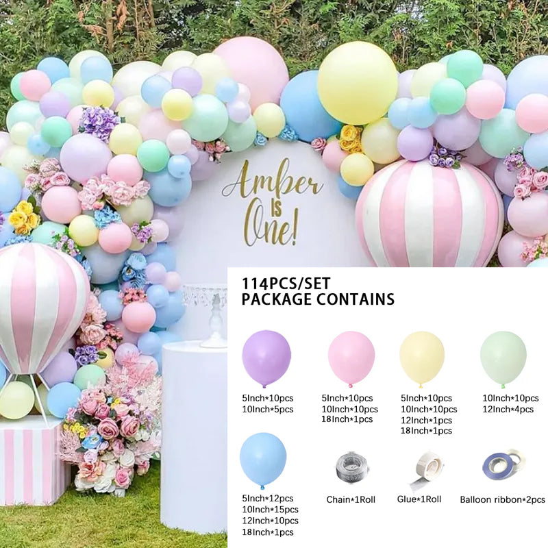 Pastel Rainbow Balloon Garland Kit (114pcs)