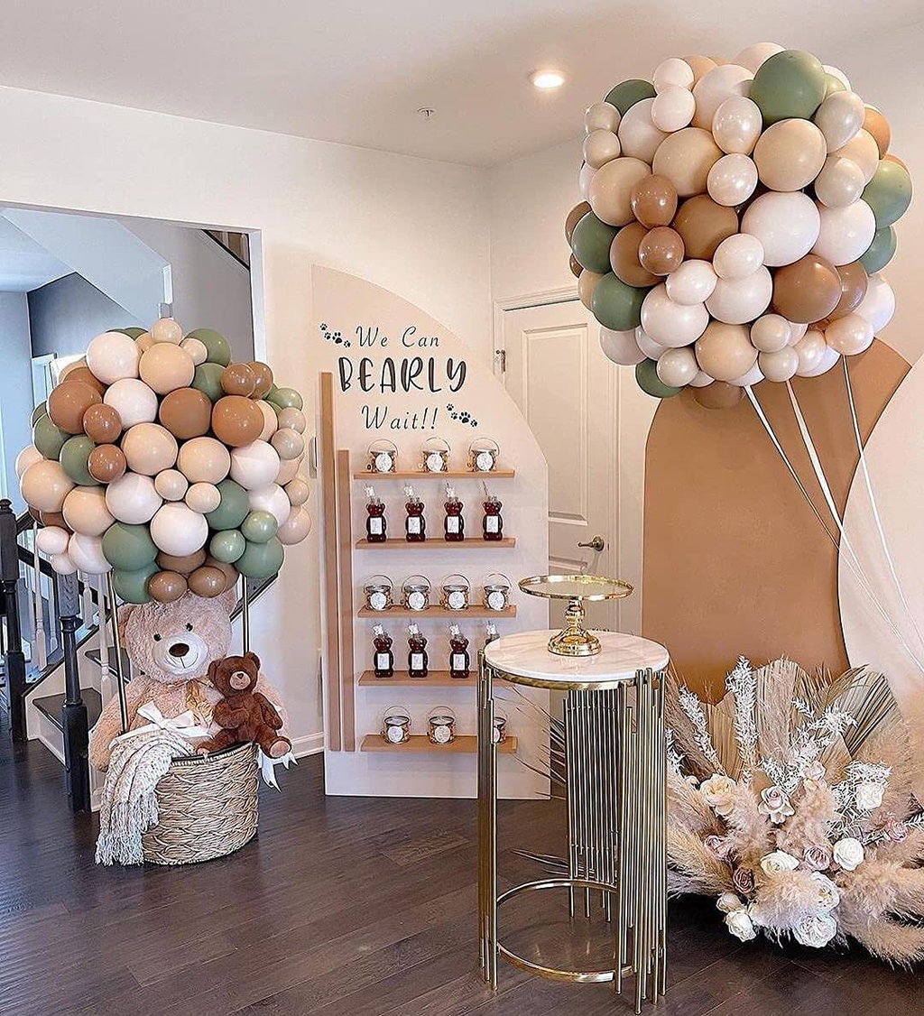 Retro Green & Cocoa Balloon Arch Kit for Birthday Party | Avocado Green, Ivory White & Nude Balloons | Neutral Boho Birthday Decoration Set (116 PCS)