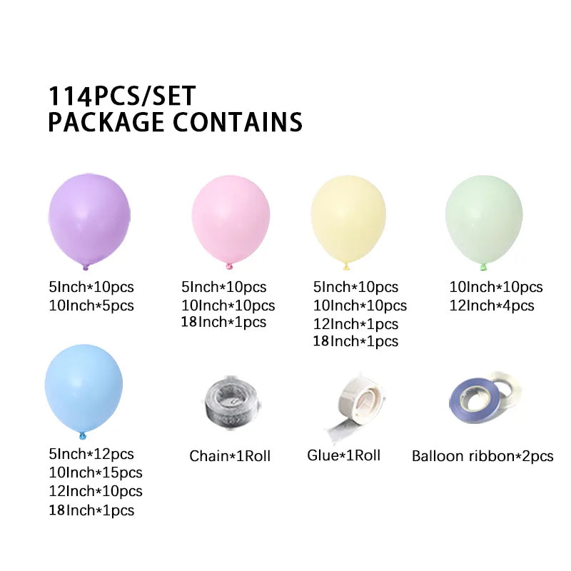 Pastel Rainbow Balloon Garland Kit (114pcs)