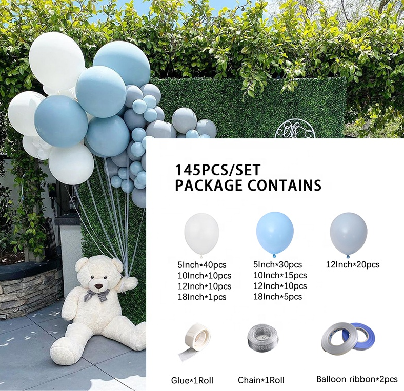 Blue White Balloon Arch Kit - 145pc Boy Baby Shower Birthday