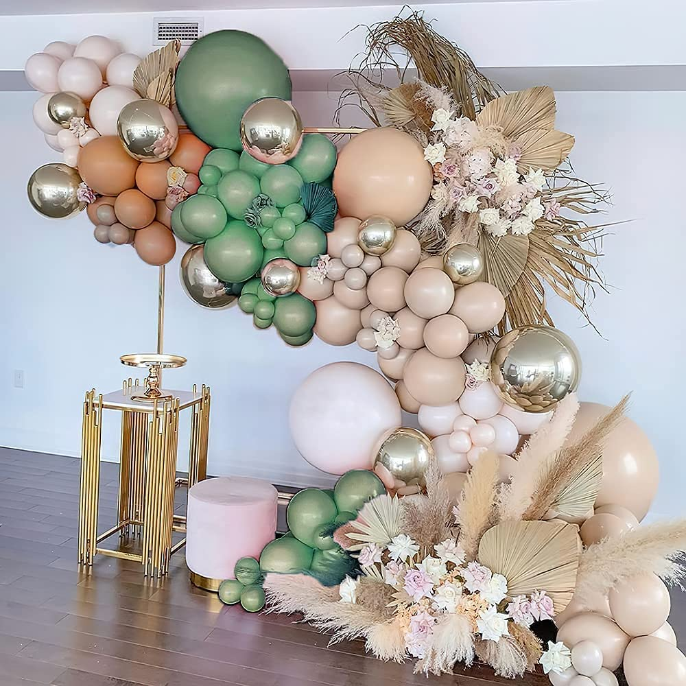 Retro Green & Cocoa Balloon Arch Kit (116pcs)