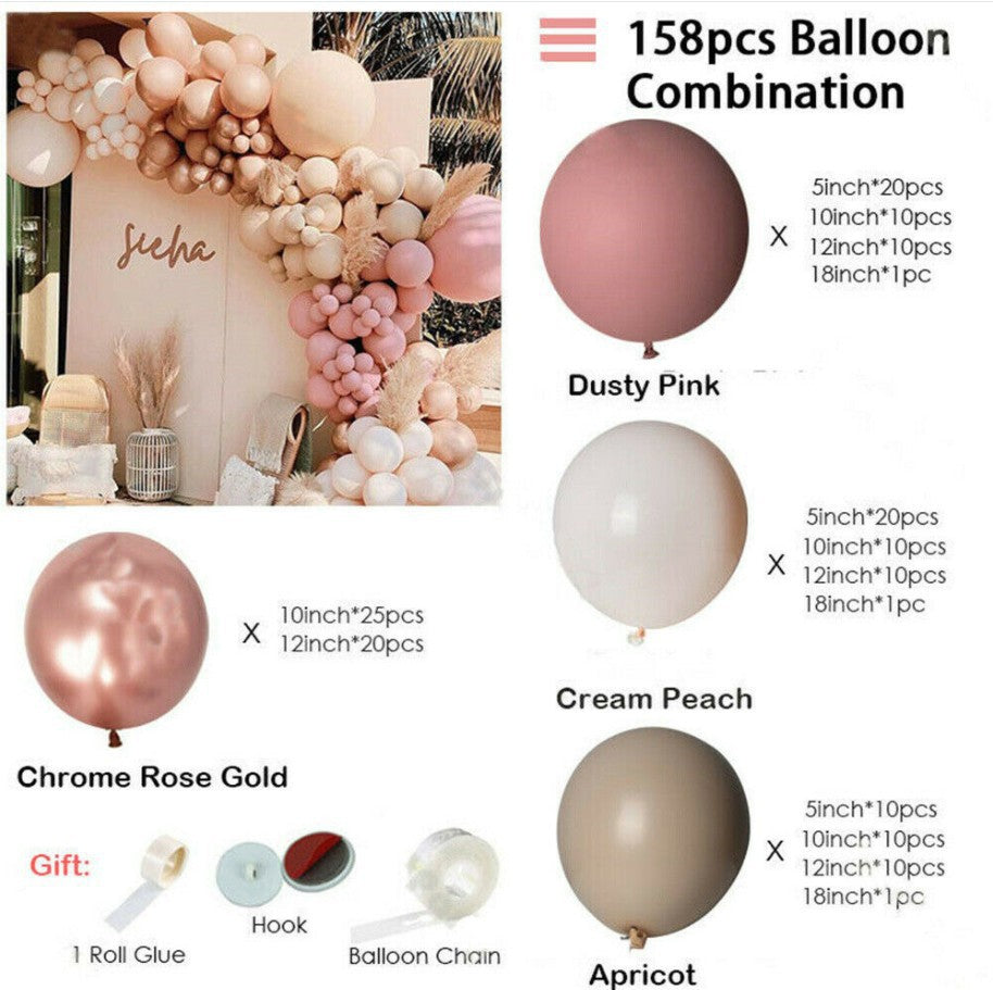 Blush Pink & Rose Gold Balloon Arch Kit (126pcs)