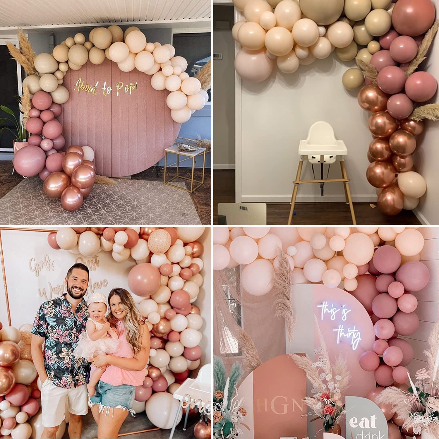 Blush Pink & Rose Gold Balloon Arch Kit (126pcs)