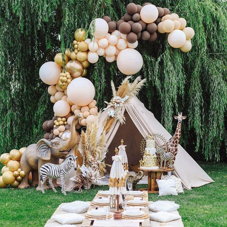 Neutral Gold Retro Balloon Arch Kit – Apricot, Cocoa & Metallic Gold Balloons for Birthday, Baby Shower & Elegant Party Decor (152 Pieces)