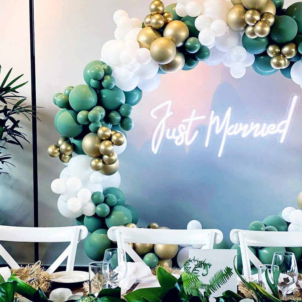 Sage Green and Gold Balloon Garland Kit - Retro Bean Green, Metallic Gold & Matte White Arch Decor - Boho Forest Theme for Baby Showers, Weddings, & Birthdays 139pcs