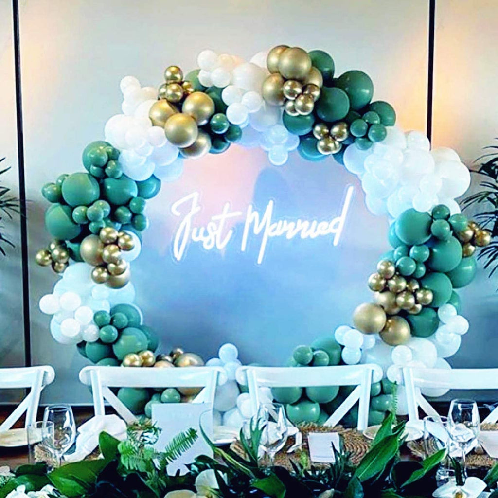 Sage Green and Gold Balloon Garland Kit - Retro Bean Green, Metallic Gold & Matte White Arch Decor - Boho Forest Theme for Baby Showers, Weddings, & Birthdays 139pcs